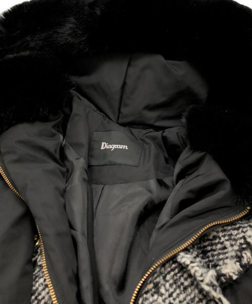 Diagram（ダイアグラム）Diagram (ダイアグラム) ツイード ダウンジャケット ブラック サイズ:36の古着・服飾アイテム