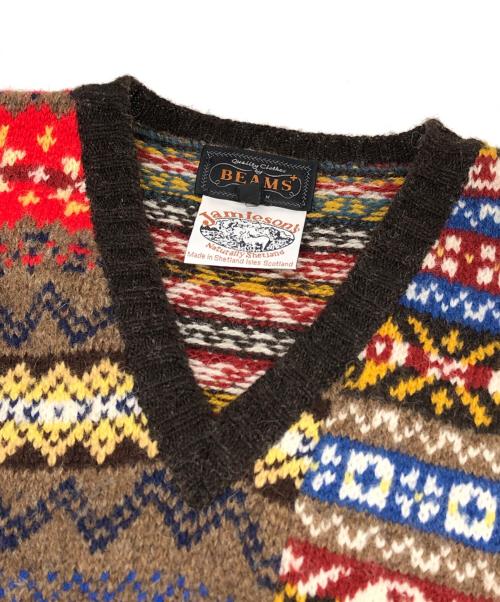 BEAMS PLUS（ビームスプラス）BEAMS PLUS (ビームスプラス) Jamieson’s Knitwear (ジャミーソンズニットウェア) ニットベスト ブラウン サイズ:Mの古着・服飾アイテム