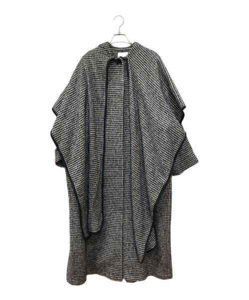 CLANE（クラネ）CLANE (クラネ) ハウンドトゥース ケープコート ブラック サイズ:Sの古着・服飾アイテム