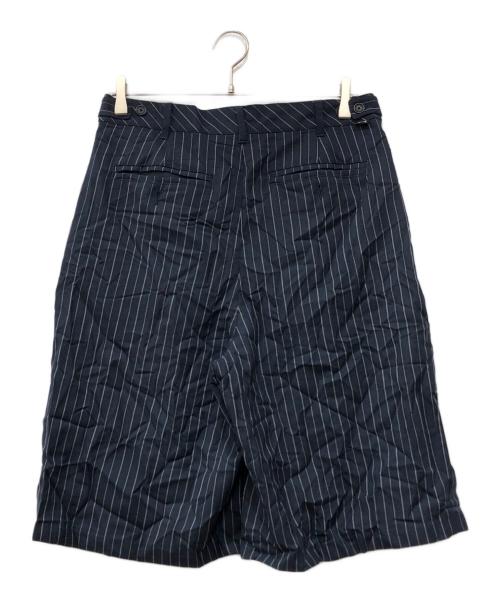 stussy（ステューシー）stussy (ステューシー) VOLUME PLEATED SHORT WRINKLED STRIPE ネイビー サイズ:28の古着・服飾アイテム