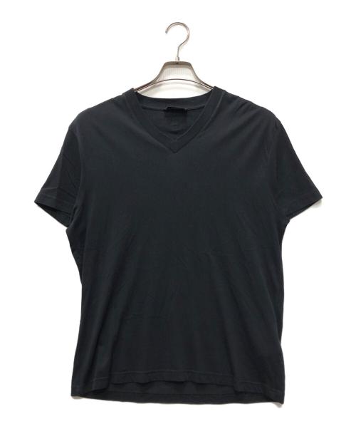 PRADA（プラダ）PRADA (プラダ) VネックTシャツ ブラック サイズ:Lの古着・服飾アイテム