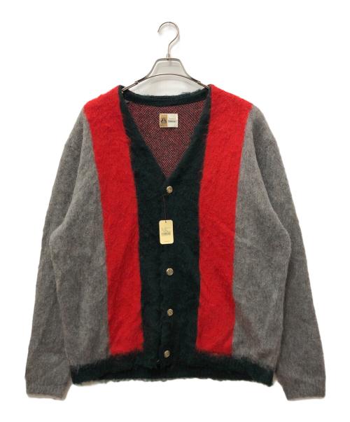 TOWN CRAFT（タウンクラフト）TOWN CRAFT (タウンクラフト) カーディガン レッド×グリーン サイズ:Lの古着・服飾アイテム