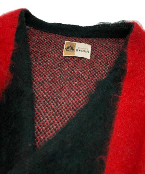 TOWN CRAFT（タウンクラフト）TOWN CRAFT (タウンクラフト) カーディガン レッド×グリーン サイズ:Lの古着・服飾アイテム