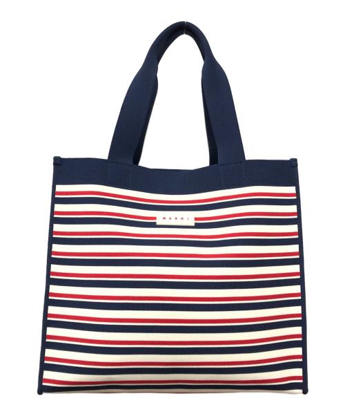 MARNI（マルニ）MARNI (マルニ) ミディアムショッピングトート ネイビー×レッド サイズ:下記参照の古着・服飾アイテム