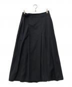 Y'sワイズ）の古着「コットンスラブサージアシンメトリープリーツ」｜ブラック