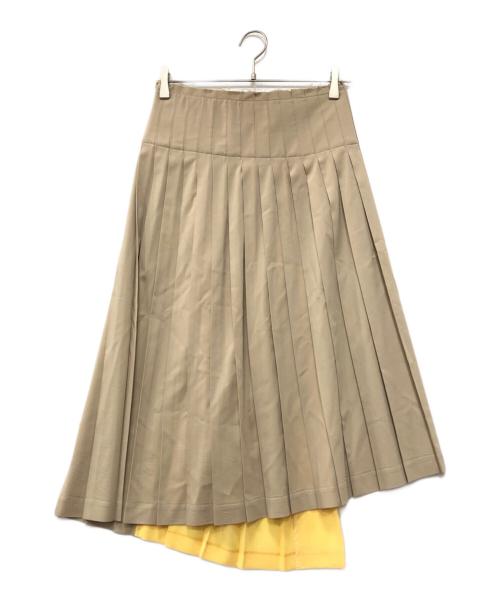 TOGA PULLA（トーガ プルラ）TOGA PULLA (トーガ プルラ) バックルベルトプリーツスカート ベージュ×イエロー サイズ:34の古着・服飾アイテム
