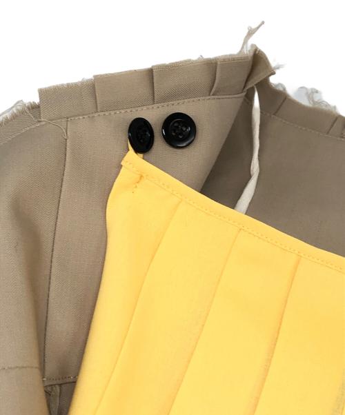 TOGA PULLA（トーガ プルラ）TOGA PULLA (トーガ プルラ) バックルベルトプリーツスカート ベージュ×イエロー サイズ:34の古着・服飾アイテム