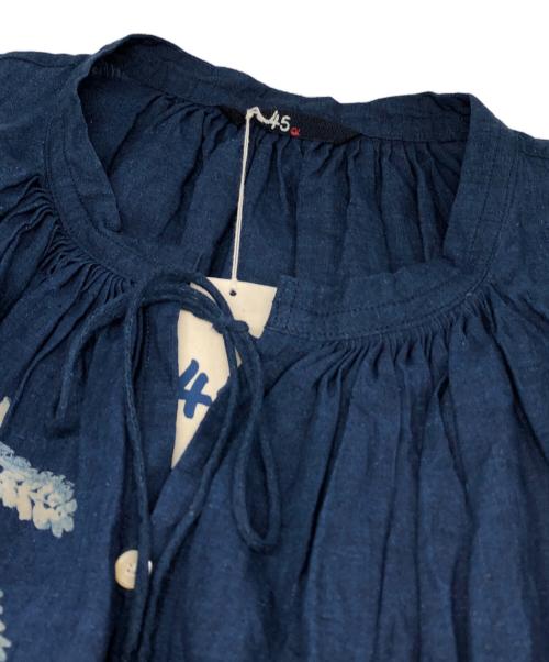45R（フォーティファイブ・アール）45R (フォーティファイブ・アール) 藍染リネンブラウス インディゴの古着・服飾アイテム