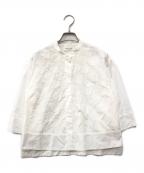 TOMORROW LANDトゥモローランド）の古着「シアーカットジャカード コンビブラウス」｜ホワイト