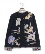 LAONARDレオナード）の古着「花柄刺繍カーディガン」｜ネイビー