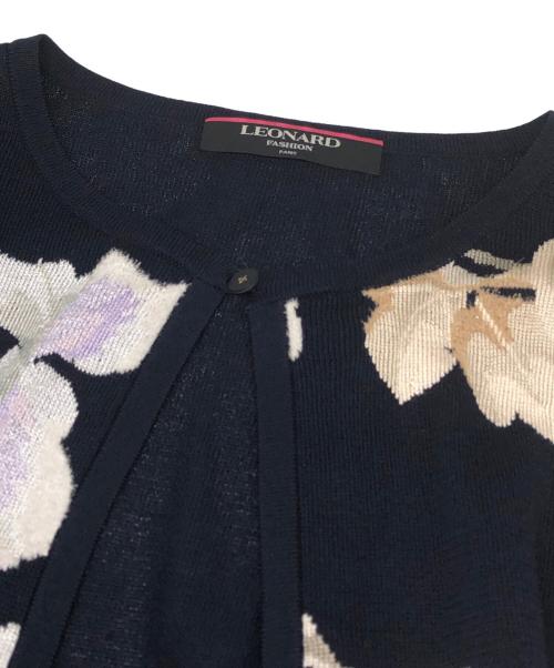 LAONARD（レオナード）LAONARD (レオナード) 花柄刺繍カーディガン ネイビー サイズ:LLの古着・服飾アイテム