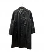 Paul Smith COLLECTIONポールスミス コレクション）の古着「カウレザー比翼ステンカラーコート」｜ブラック