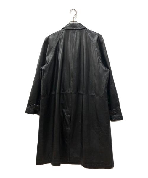 Paul Smith COLLECTION（ポールスミス コレクション）Paul Smith COLLECTION (ポールスミス コレクション) カウレザー比翼ステンカラーコート ブラック サイズ:Lの古着・服飾アイテム