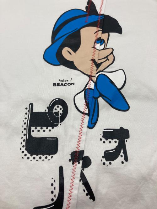 kolor/BEACON（カラービーコン）kolor/BEACON (カラービーコン) Disney ピノキオ 再構築グラフィック Tシャツ ホワイト サイズ:2の古着・服飾アイテム