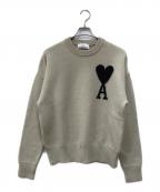 AMI PARISアミ パリス）の古着「ハートロゴクルーネックセーター」｜ベージュ