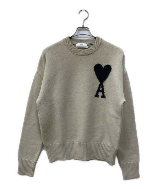 AMI PARIS（アミ パリス）AMI PARIS (アミ パリ) ハートロゴクルーネックセーター ベージュ サイズ:Sの古着・服飾アイテム