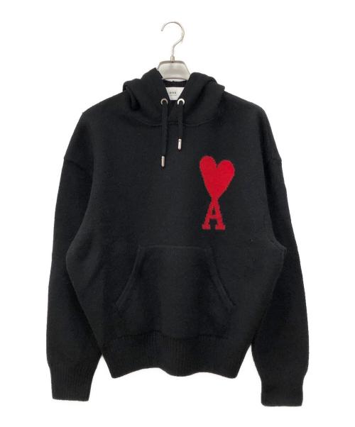 AMI PARIS（アミ パリス）AMI PARIS (アミ パリ) AMI DE COEUR KNIT HOODIE ブラック サイズ:Mの古着・服飾アイテム