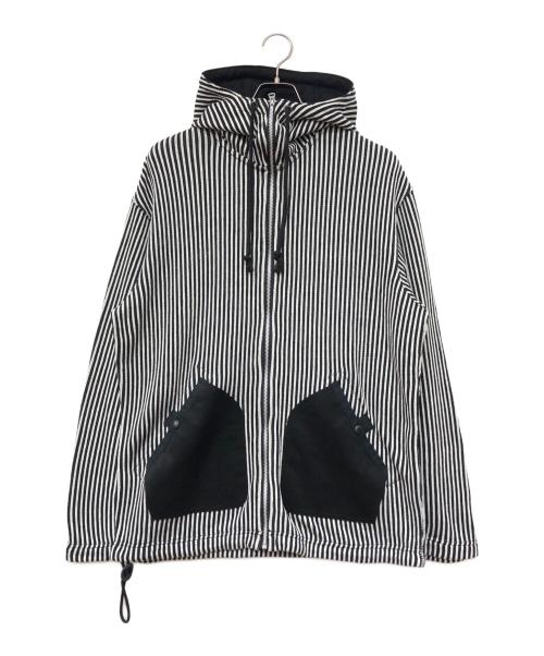 JUNYA WATANABE MAN（ジュンヤワタナベマン）JUNYA WATANABE MAN (ジュンヤワタナベマン) 綿エステル天竺ストライプパーカー ブラック×ホワイト サイズ:Mの古着・服飾アイテム