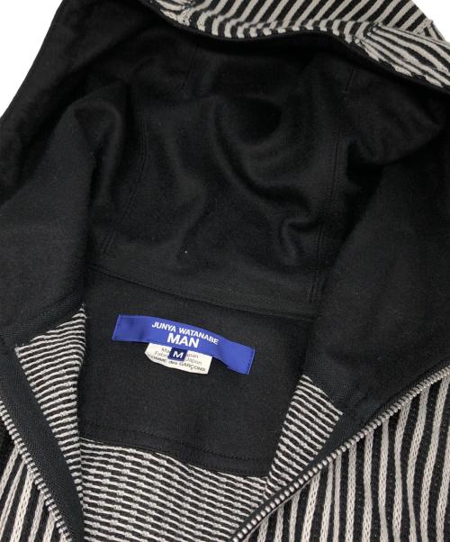 JUNYA WATANABE MAN（ジュンヤワタナベマン）JUNYA WATANABE MAN (ジュンヤワタナベマン) 綿エステル天竺ストライプパーカー ブラック×ホワイト サイズ:Mの古着・服飾アイテム