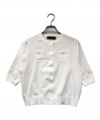 CABANキャバン）の古着「ファインポリエステル ハーフスリーブポケットカーディガン」｜ホワイト