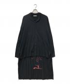 Yohji Yamamoto pour hommeヨウジヤマモト プールオム）の古着「Message Stand Collar Cardigan」｜ブラック