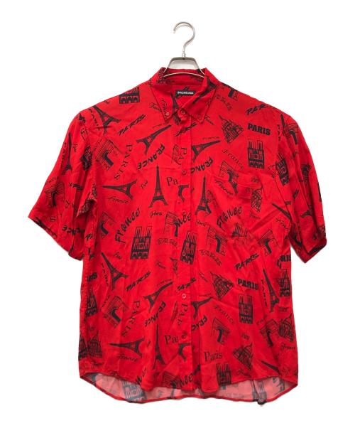 BALENCIAGA（バレンシアガ）BALENCIAGA (バレンシアガ) ツーリストプリントシャツ レッド サイズ:38の古着・服飾アイテム