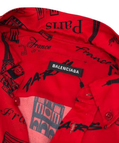 BALENCIAGA（バレンシアガ）BALENCIAGA (バレンシアガ) ツーリストプリントシャツ レッド サイズ:38の古着・服飾アイテム