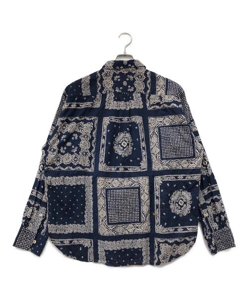 45R（フォーティファイブ・アール）45R (フォーティファイブ・アール) バンダナミックスプリントの908オーシャンちび襟シャツ ネイビー サイズ:下記参照の古着・服飾アイテム