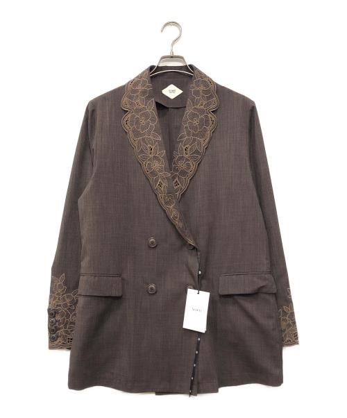 Ameri（アメリ）Ameri (アメリ) MEDI LACE EMBROIDERY COLLAR JACKET ブラウン サイズ:M 未使用品の古着・服飾アイテム