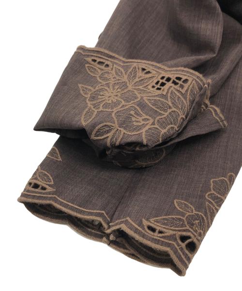 Ameri（アメリ）Ameri (アメリ) MEDI LACE EMBROIDERY COLLAR JACKET ブラウン サイズ:M 未使用品の古着・服飾アイテム