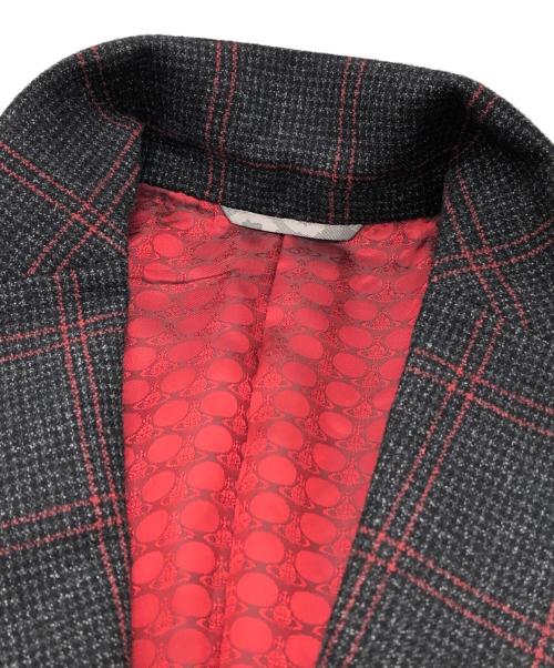Vivienne Westwood man（ヴィヴィアン ウェストウッド マン）Vivienne Westwood man (ヴィヴィアン ウェストウッド マン) 裏地オーブテーラードジャケット グレー×レッド サイズ:48の古着・服飾アイテム