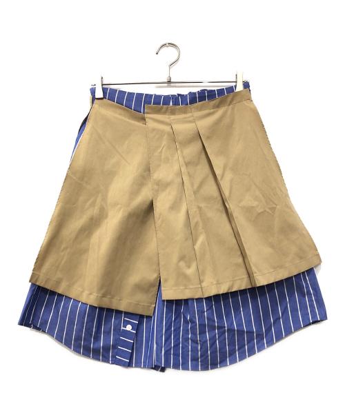 avie（アビィ）avie (アビィ) カバーデザインストライプキュロットパンツ ベージュ サイズ:38の古着・服飾アイテム