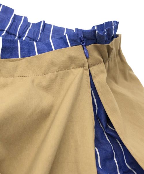 avie（アビィ）avie (アビィ) カバーデザインストライプキュロットパンツ ベージュ サイズ:38の古着・服飾アイテム