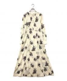 FRAY ID（フレイ アイディー）の古着「カットジャガードシフォンフレアワンピース」｜ベージュ