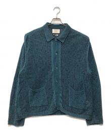 YOKE（ヨーク）の古着「MESH KNITTED BUTTONED CARDIGAN」｜ブルー