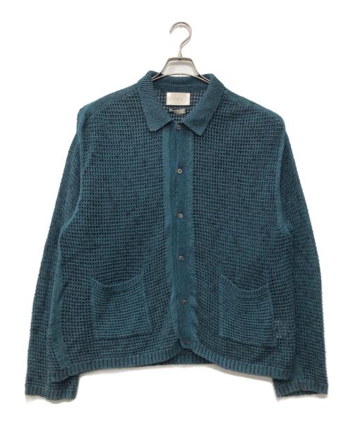 YOKE（ヨーク）YOKE (ヨーク) MESH KNITTED BUTTONED CARDIGAN ブルー サイズ:2の古着・服飾アイテム