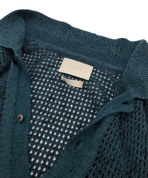 YOKE（ヨーク）YOKE (ヨーク) MESH KNITTED BUTTONED CARDIGAN ブルー サイズ:2の古着・服飾アイテム