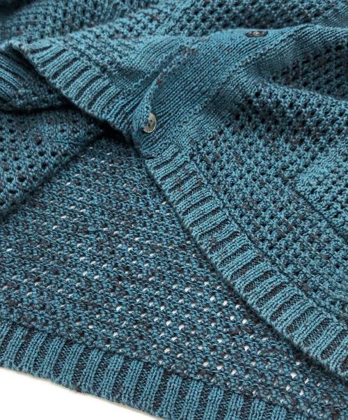 YOKE（ヨーク）YOKE (ヨーク) MESH KNITTED BUTTONED CARDIGAN ブルー サイズ:2の古着・服飾アイテム