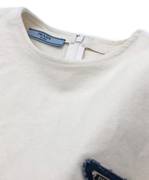 PRADA（プラダ）PRADA (プラダ) プレートセルビッチデニムクロップドブラウス ホワイト サイズ:36の古着・服飾アイテム