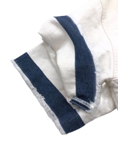 PRADA（プラダ）PRADA (プラダ) プレートセルビッチデニムクロップドブラウス ホワイト サイズ:36の古着・服飾アイテム