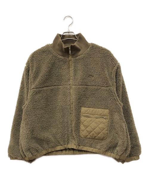 LACOSTE（ラコステ）LACOSTE (ラコステ) リブニットスタンドカラーボアジャケット ベージュ サイズ:40の古着・服飾アイテム