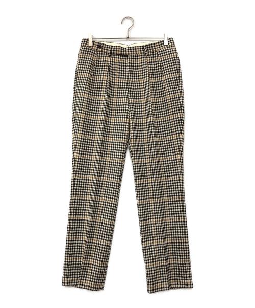 BEAMS F（ビームスエフ）BEAMS F (ビームスエフ) MOON ウール チェック 2プリーツ スラックス ベージュ サイズ:46の古着・服飾アイテム