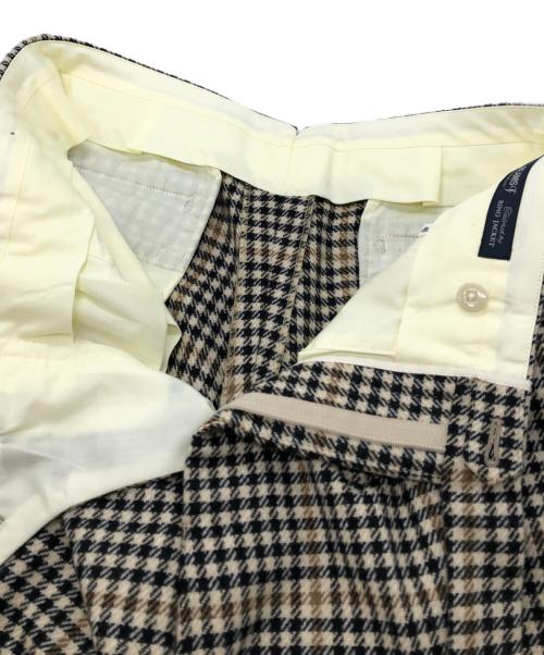 BEAMS F（ビームスエフ）BEAMS F (ビームスエフ) MOON ウール チェック 2プリーツ スラックス ベージュ サイズ:46の古着・服飾アイテム