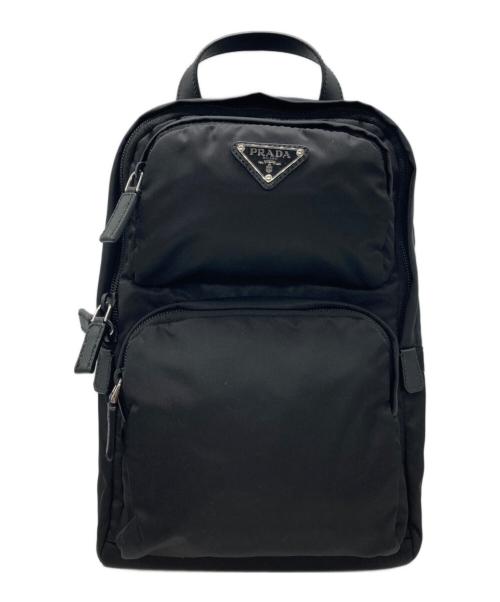 PRADA（プラダ）PRADA (プラダ) Re-Nylon xサフィアーノレザーワンショルダーバックパック ブラック サイズ:下記参照の古着・服飾アイテム
