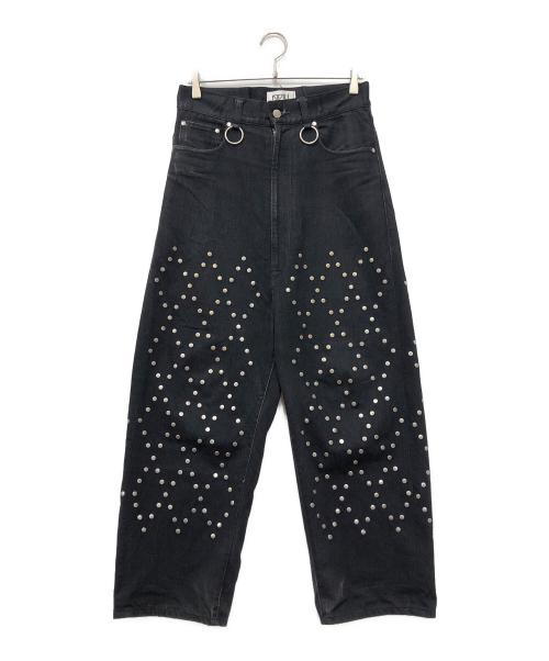 KIDILL（キディル）KIDILL (キディル) Denim Pants with Studded Decoration ブラック サイズ:44の古着・服飾アイテム
