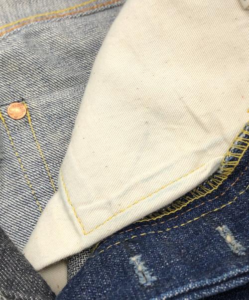 EVISU（エヴィス）EVISU (エヴィス) かもめプリントバイカラーデニムパンツ インディゴ サイズ:29×34の古着・服飾アイテム