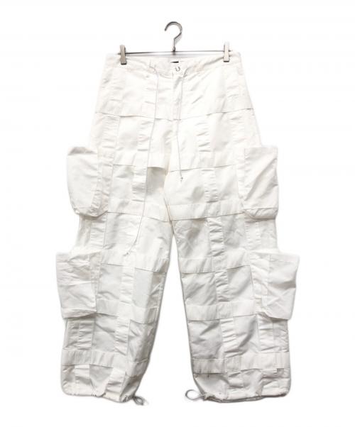 GS（ジーエス）GS (ジーエス) 編み込みテクノカーゴパンツ ホワイト サイズ:Mの古着・服飾アイテム