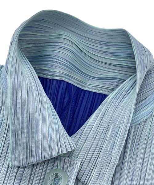 PLEATS PLEASE（プリーツプリーズ）PLEATS PLEASE (プリーツプリーズ) ドットプリーツ半袖シャツ ブルー サイズ:3の古着・服飾アイテム