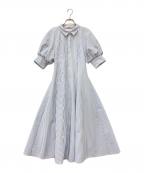 HER LIP TOハーリップトゥ）の古着「Volume Sleeve Stripe Dress」｜ネイビー