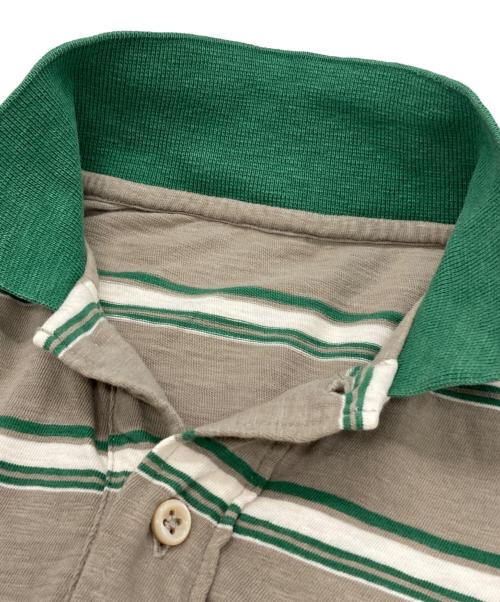 45rpm（45アールピーエム）45rpm (45アールピーエム) ボーダー天竺のドルマンポロシャツ グリーンの古着・服飾アイテム